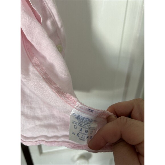 lands end womens Pink Sleeveless linen Blouse Size 14 - Picture 4 of 7